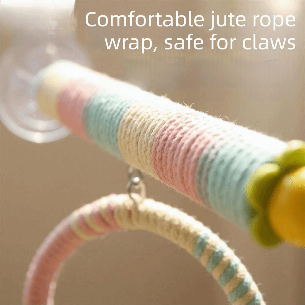 Comfortable Grip Suction Cup Swing Set Linen Rope Hanging Bird Standing Perch Parrot Toy