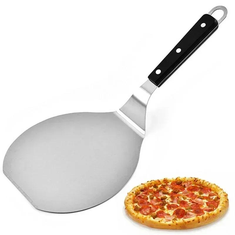 2024 NEW Anti-scalding Pizza Shovels Wooden Handle Round Paddle Spatula Stainless Steel Cake Pastry Baking Tool Kitchen Accessories