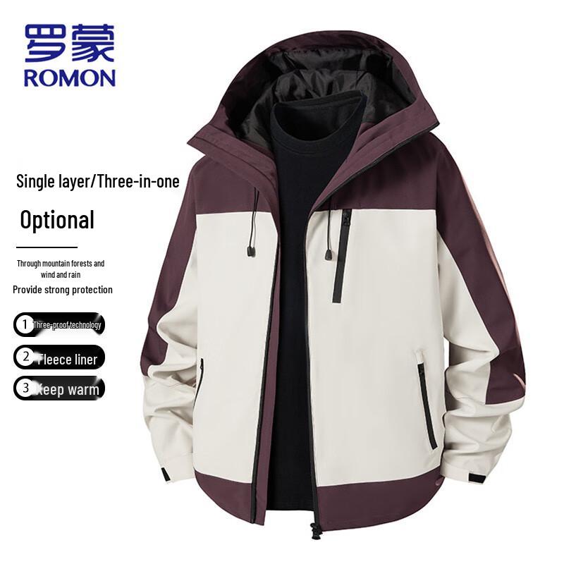 ROMON Men's 3-in-1 Outdoor Windproof Fleece Lined Jacket