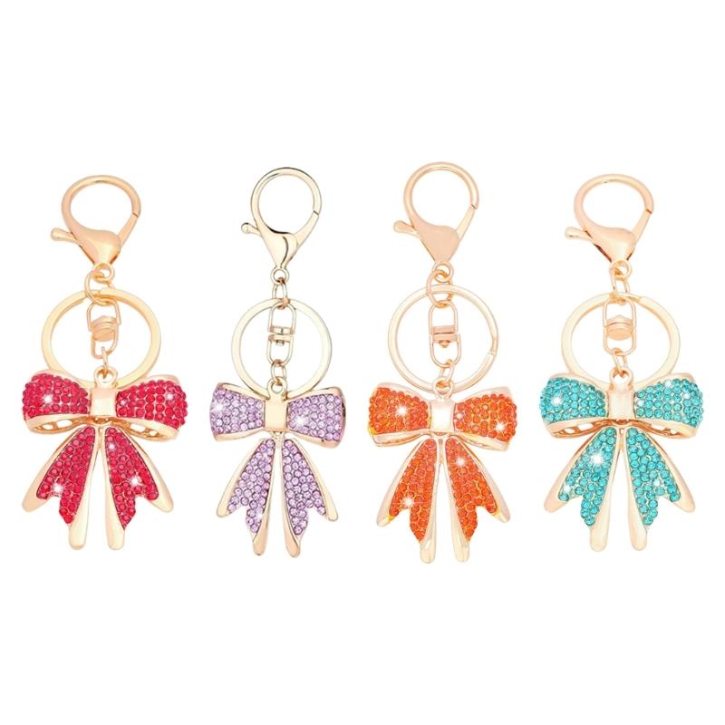 Funkelnde Strasssteine Schleife Schlüsselanhänger Stilvolles Legierungsschmuck Accessoire Tasche Anhänger Perfektes Geschenk Für Sie