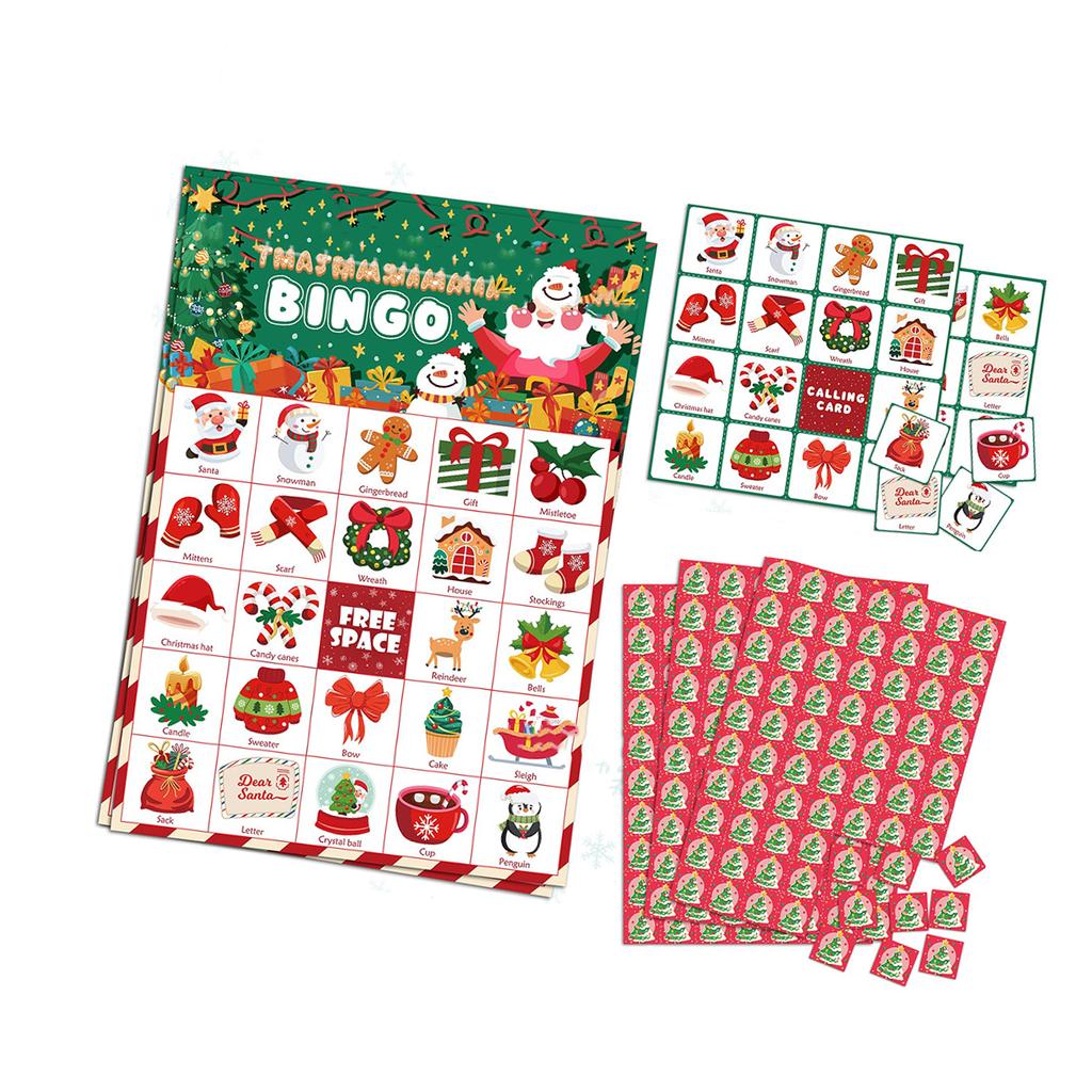 34 Christmas Themed Bingo Cards For 24 People Group Games Party Supplies Family Gathering Interactive Paper Game