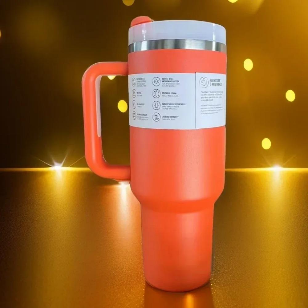 

Кружка-термос взрывного стиля с ручкой, большой вместимости, из нержавеющей стали 304, портативная автомобильная кружка 40 унций. -with logo