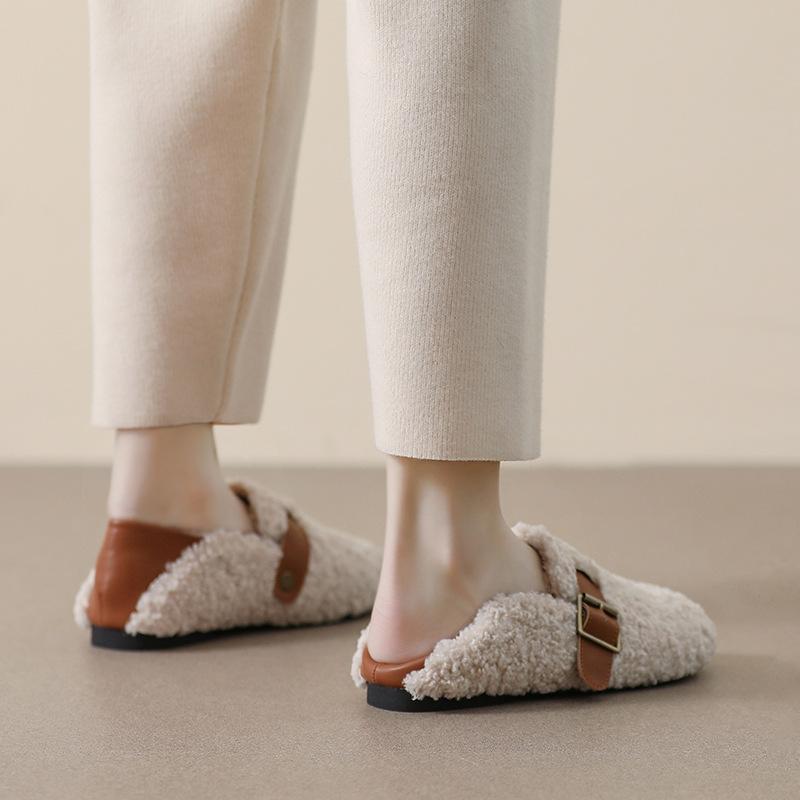 Mao Mao shoes women wear autumn and winter shoes lamb wool plush flat shoes
