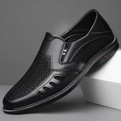Fashion Summer Fashion Hollow Male Loafers Designer New Slip-on Business Men's Shoes Casual Mesh Leather Man Shoe
