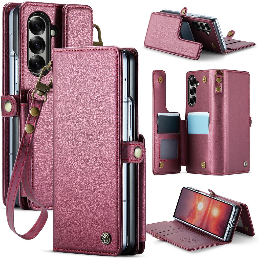 For Samsung Galaxy Z Fold7 5G Case with RFID Blocking 5 Card Slots CASEME C22 Leather Back Cover