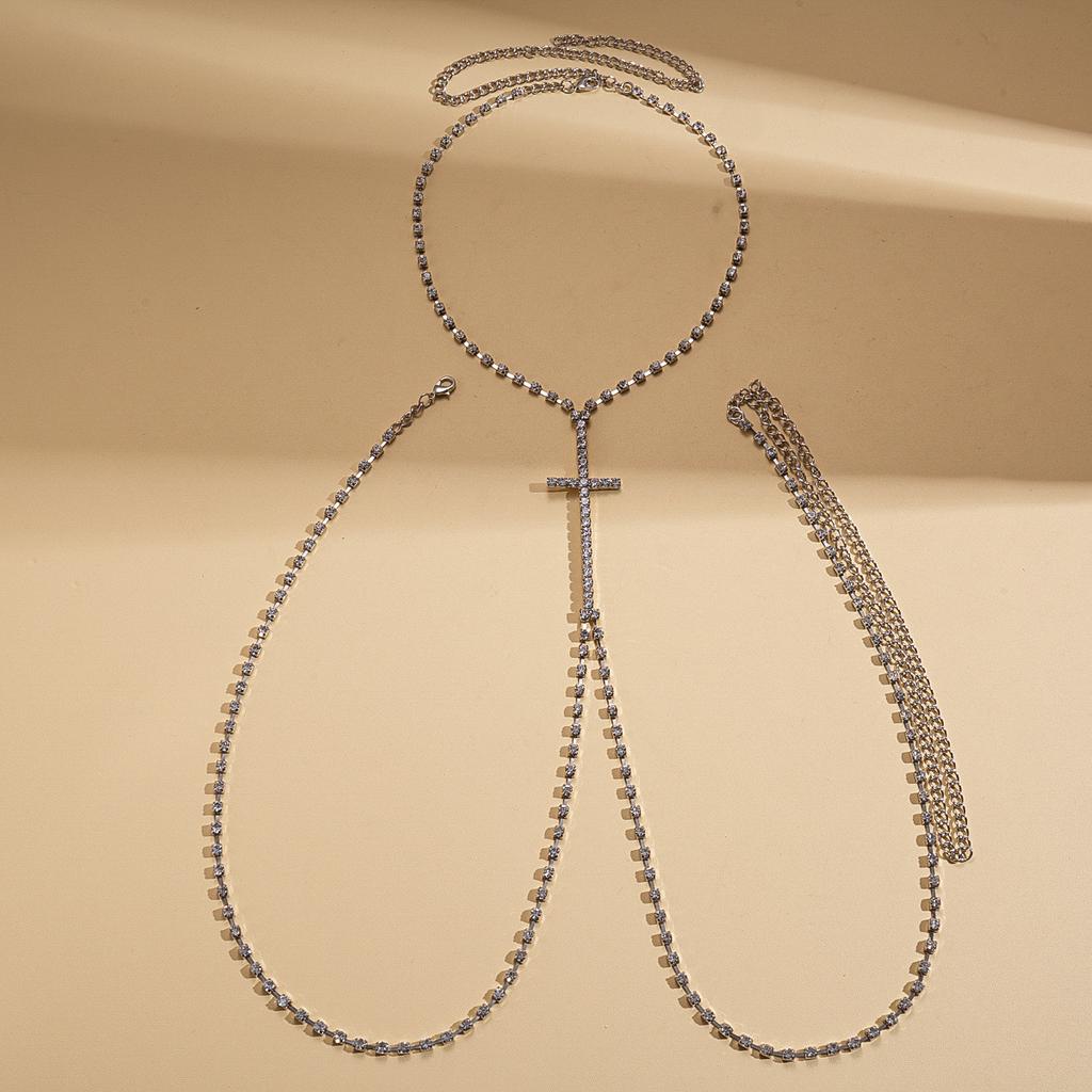 Diamond cross chest chain sweater chain personalized fashion light luxury necklace