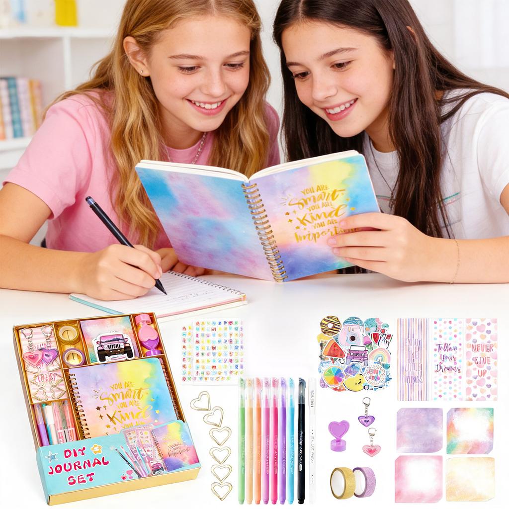 DIY Journal Kit Voor Tiener Meisjes - Alles-in-één Schrijfwaren & Dagboek Set Met Stickers Scrapbook Knutsel Cadeau Voor Pre-tiener 20ml