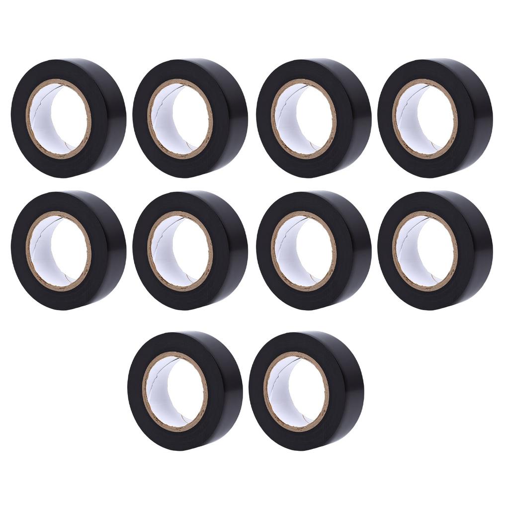 10 Rolls Black Electrical Tape 600V PVC Water Proof Tape 20mm X 10M Strong Adhesive Flame Retardant for Indoor Outdoor