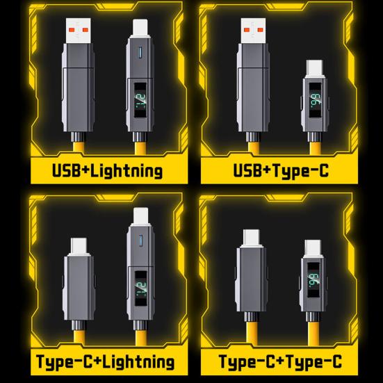 100CM 4-In-1 Lade-Displaykabel LED A USB Typ-C 8Pin PD Tragbares Schnellladen