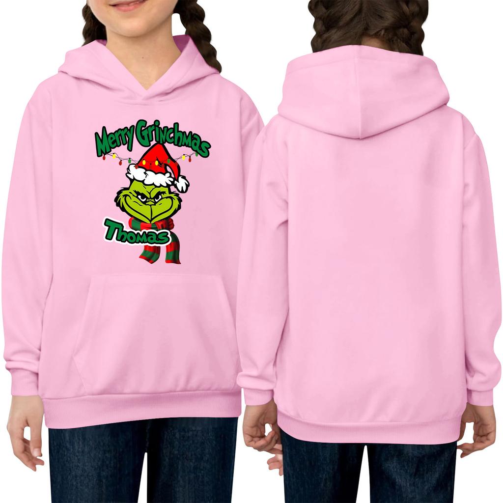 Children's Long-sleeved Loose-fitting Pullover Hoodie With Drawstring And Solid Color