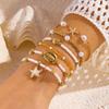 Open Bangle Shell Bracelet Set Gold Color Bohemian Bracelet Set  Women Jewelry
