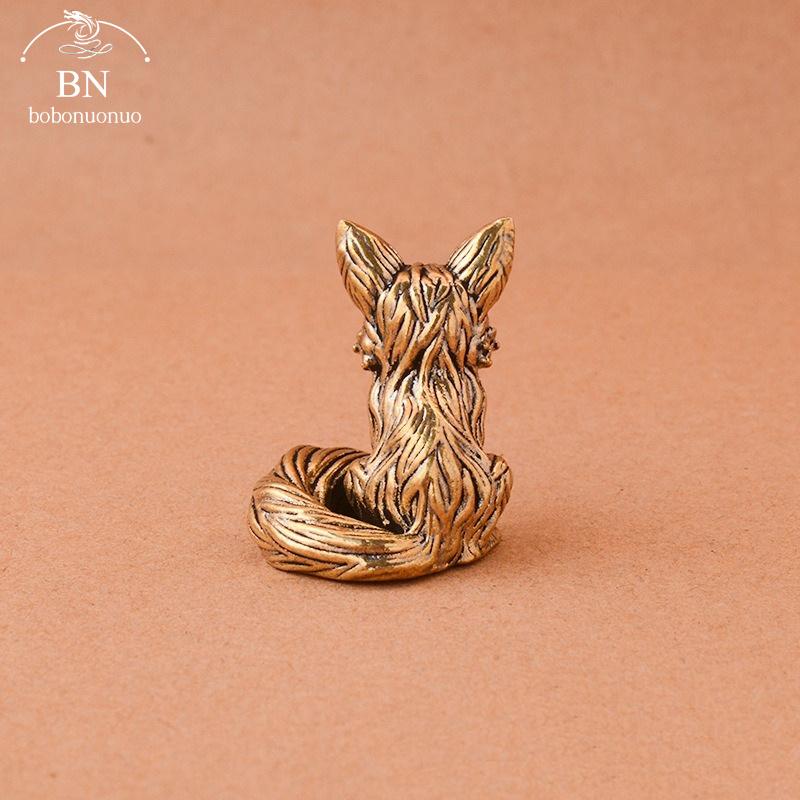 Antikbronze Liebe Niedlicher Fuchs Miniaturfiguren Schreibtischornament Dekorationen Zubehör Kupfer Tierskulptur Heimdekor Handwerk