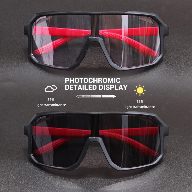Photochromic Sports Sunglasses Oversized Monolithic Lens Comfort Fit for Cycling Hiking UV400 Lightweight Adventure Ready