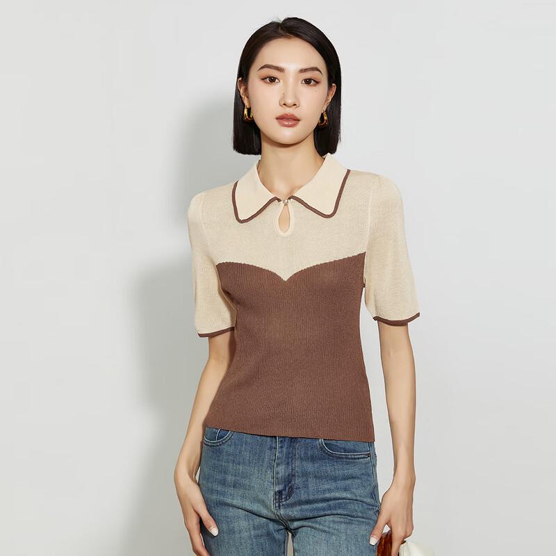 Shetu Women's Lapel Short Sleeve Knit Shirt 2213232