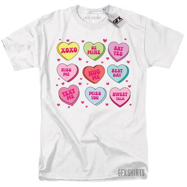Valentines Day Candy Love Heart Shirt Valentines Day Gift Funny T-shirt Unisex T-Shirt S