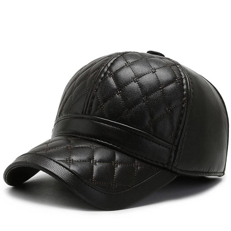 

Бейсболка, стеганая шапка, теплая и холодная шапка для осени и зимы, шапка для активного отдыха, с козырьком, шапка с защитой ушей, модная Adjustable темно-коричневого