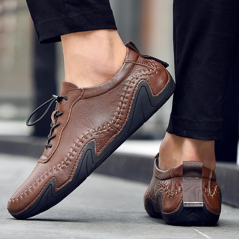 Übergröße Frühling Herren Gommino Herren Leder Slip-on Weiche Unterseite Leder Fahren Casual Lederschuhe Tide