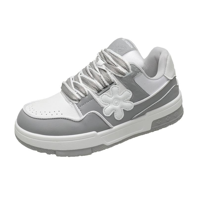 

Fresh flower 2025 new fashion sports casual outer wear women s color matching board shoes ins tide college style white shoes 40 сірий колір