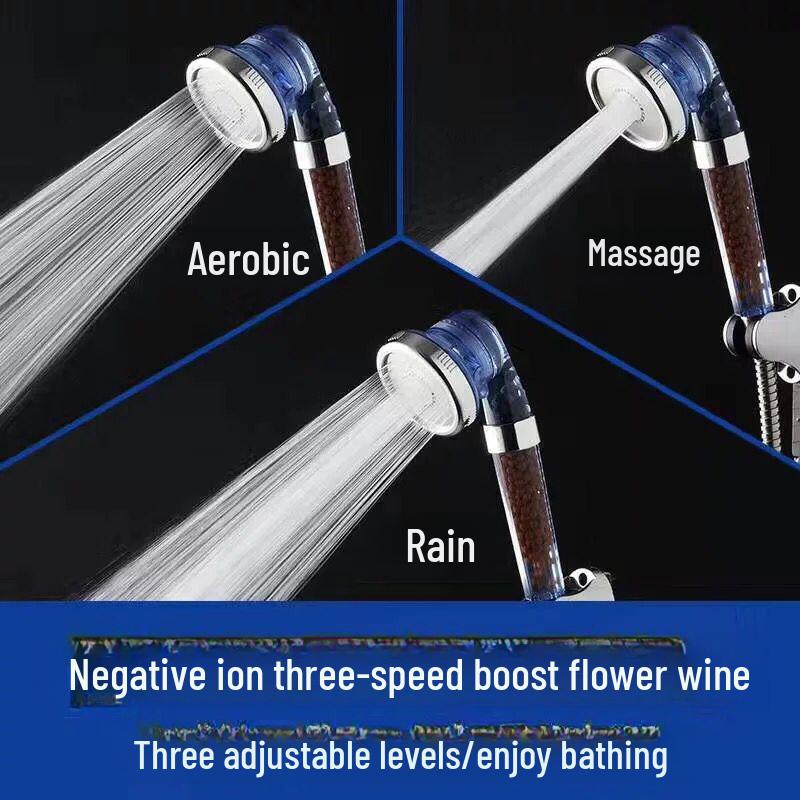 Trójbiegowa ręczna głowica prysznicowa jonowa