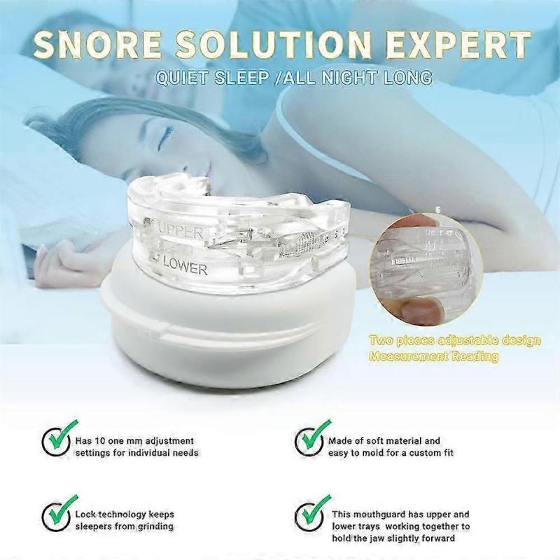 2PCS ANTI SNORING MOUTH GUARD, Device Sleep Aide Adjustable Mouth-Free Buds