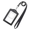 Office ID Badge Holder with Neck Lanyard Water Dust Sleeve Name Tag Badge Holder for School Double Sided Vertical Black