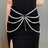 Y2K Pearl Waist Chain All-match Beadeds Body Chain Unique Multilayer Body Chain  Dress