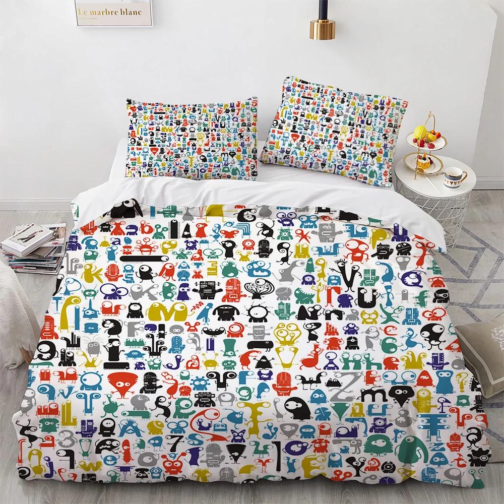Comforter Microorganism Bacteria Comforter Bedding Set For Winter Little Monster Pathogen Be Riotous With Colour 3D
