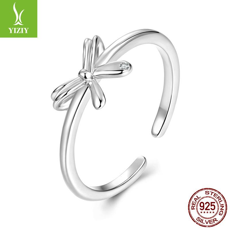 

Кольцо из стерлингового серебра 925 пробы с бантом, простое кольцо с открытой шинкой, ювелирное изделие с нежным женственным характером Opening adjustable серебряный