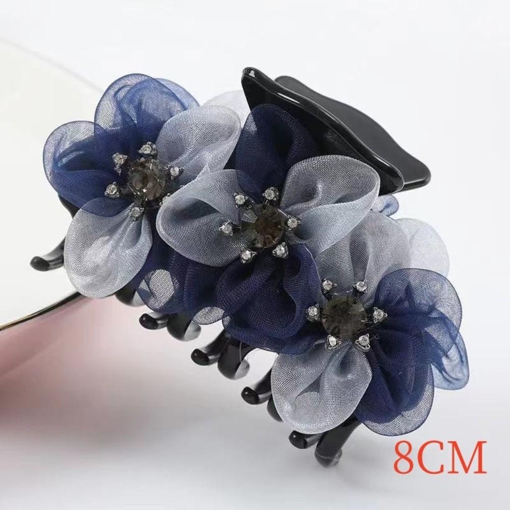 Rhinestone Grab Clip Hairpin Three-Dimensional Flower Head Clip Fashion Fabric Headgear  Women
