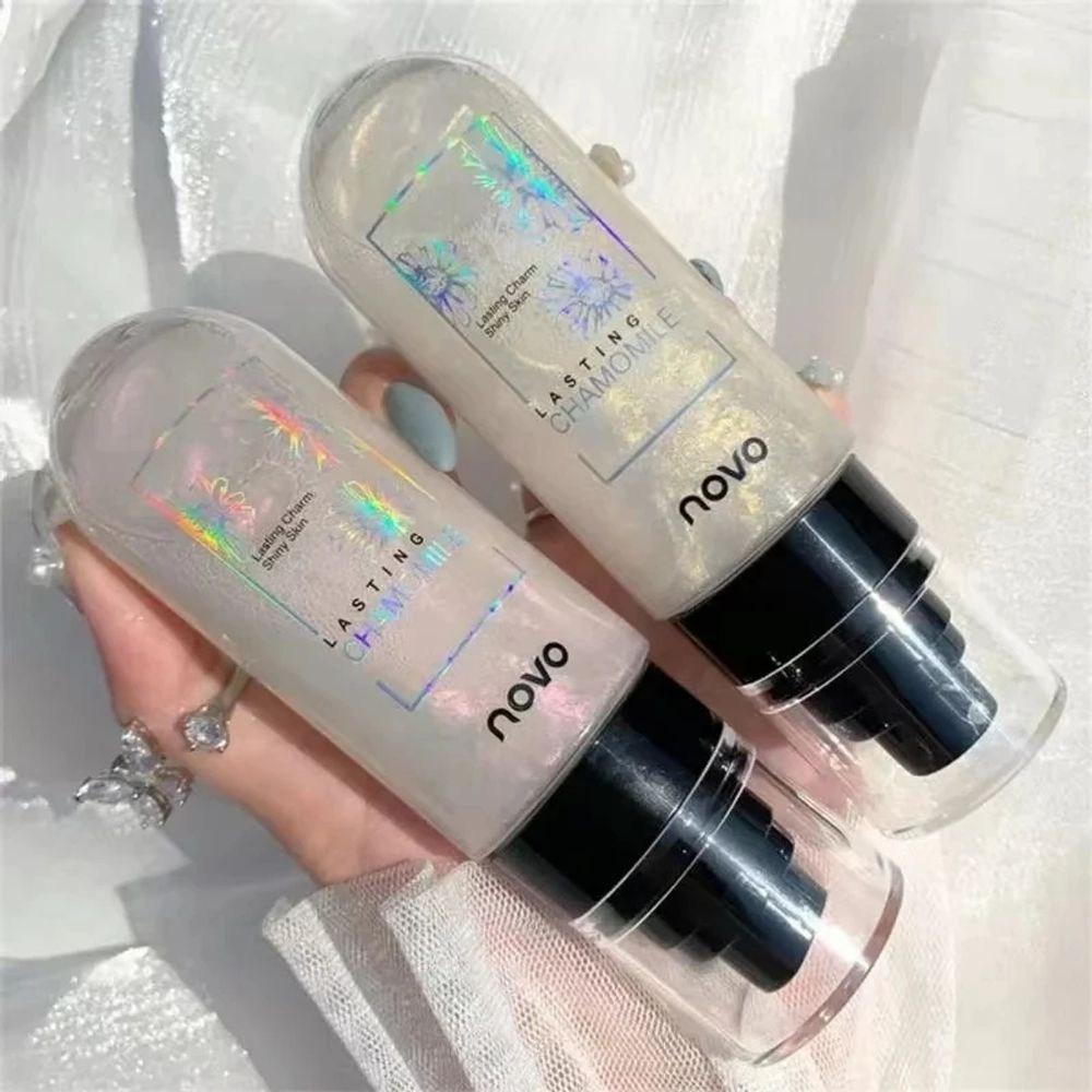 NOVO Glow Makeup Setting Spray Shimmer Face Body Hydrating Long Lasting Oil Control Facial Nurse Mist Maintenance, 01, 1 Piece