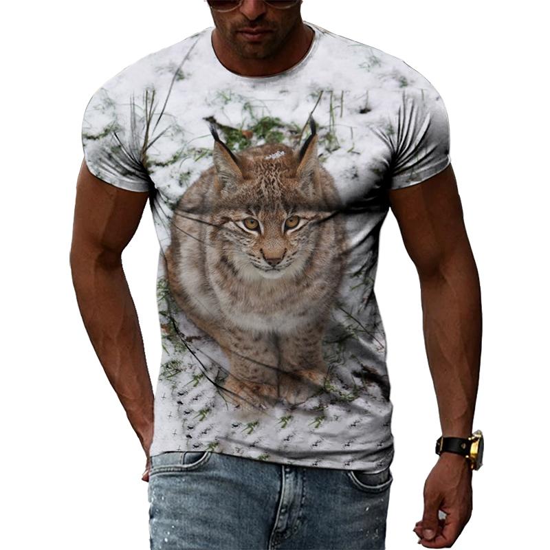 Sommer Mode Persönlichkeit Lynx Grafik T Shirts Männer Hip Hop Street Style Spaß Tees Trend Casual Gedruckt Oansatz Kurzarm tops