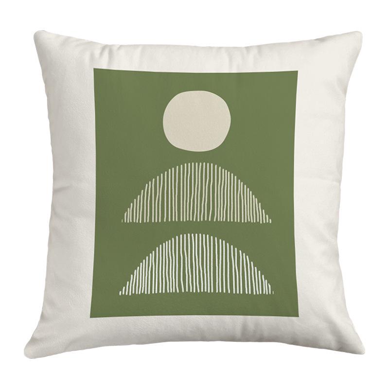 Geometric Nordic-Style Green Throw Pillow Cover for Artistic Living Room Decor