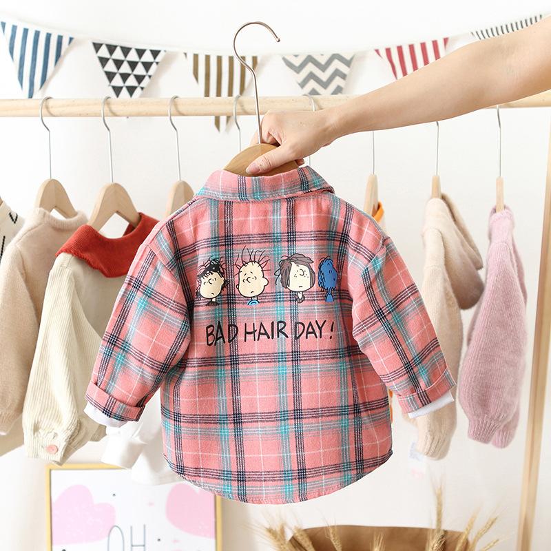 Boys Long Sleeve Plaid Button-Up Shirt for Spring and Autumn