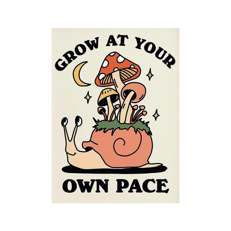 Retro 70s You Are Exactly Funny Mushroom Poster Groovy Hippie Ball Dancing Frogs Canvas Painting Wall Art Pictures Home Decor