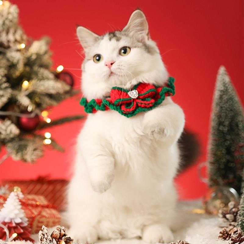 Warm Christmas Pet Scarf For Dogs And Cats Comfortable Warm Winter Neck Wrap With Holiday Design Reversible Pet Scarf
