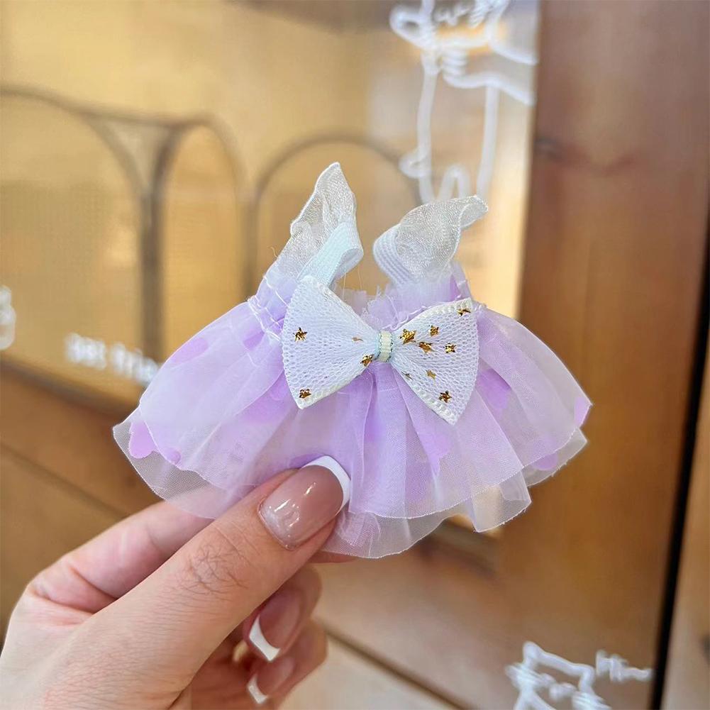 Headmaster Dog Love Transparent Yarn Bow Dress Mini Cute Doll Clothing Plush Toys Accessories Dressing Up Clothes for 13-15cm Doll