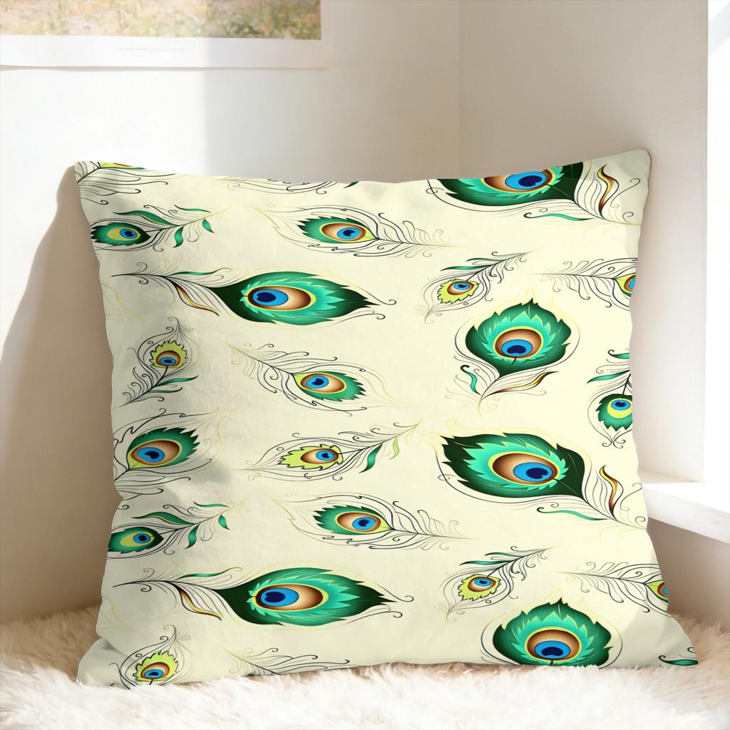 Peacock Feather Printing Pillow Case Fashion Pillow Cover Comfy Pillowcases For Sofa Couch Bed Living Room