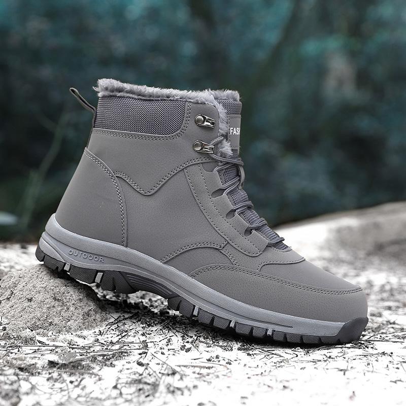 

Уличная мода Новые высокие хлопковые ботинки, обувь для пожилых людей, хлопковая обувь больших размеров, теплая обувь для мужчин и женщин, зимние ботинки 47 серый