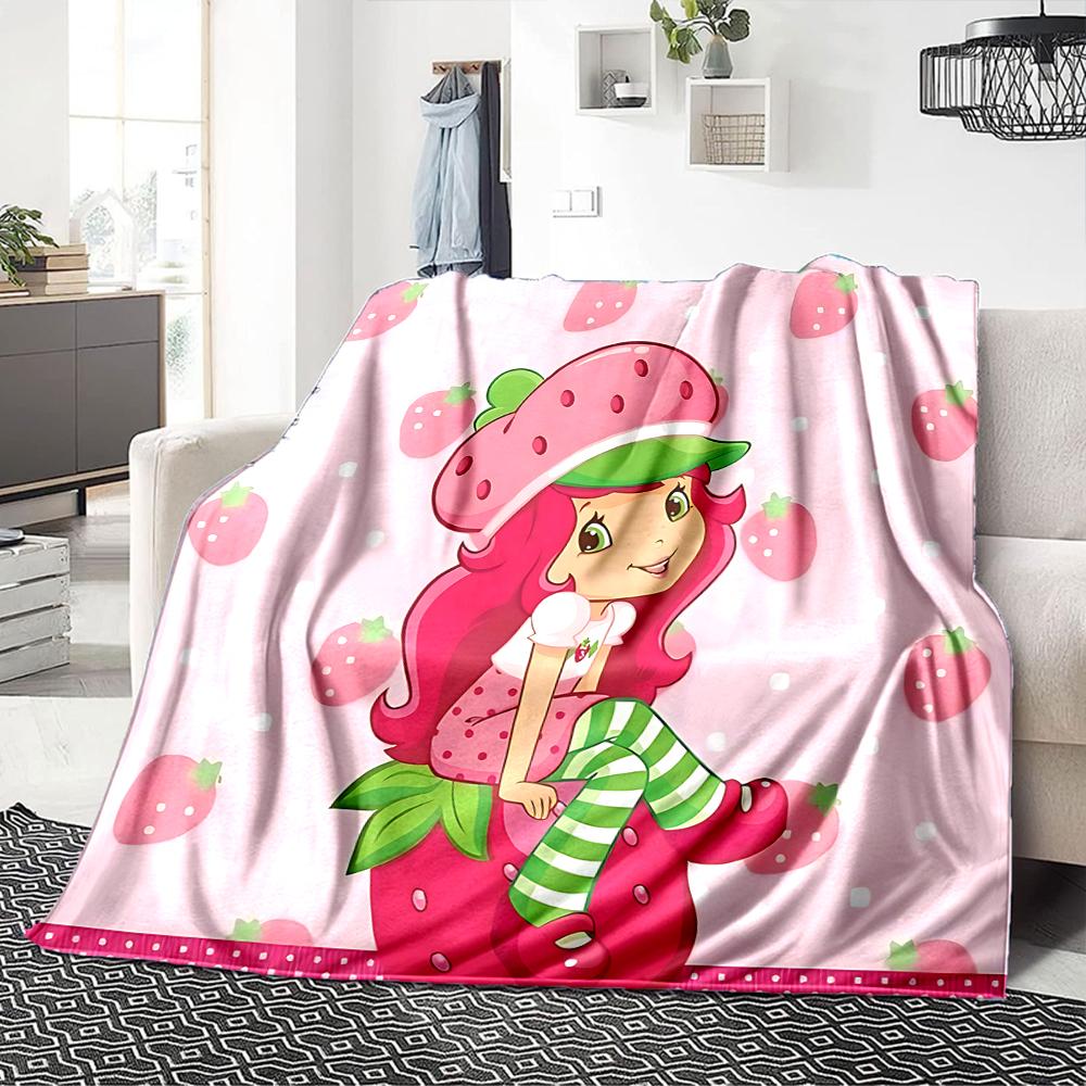 1Pc Strawberry Shortcake Party Blanket For Couch Bed Plush Cozy Fuzzy Blanket Super Soft Warm Blankets For Fall And Winter 0918252