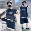Summer Teenage Boy Cotton Clothes Set Children Sleeveless Tshirts and Shorts Suit Kid Short Sleeve Top Bottom Outfits Tracksuit