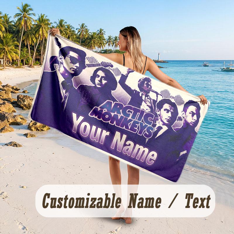 Custom Name Large Beach Towel,Arctic Monkeys Quick Absorbent Towel For Outdoor Travel Poolside