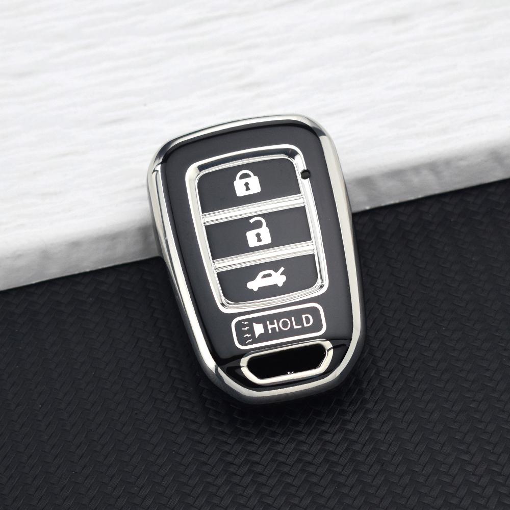 

Soft TPU Car Key Cover Case For Honda Accord CRV CIVIC HR-V Jazz Auto 4 Buttons Key Fob Shell Holder Key Chain Set Accessories