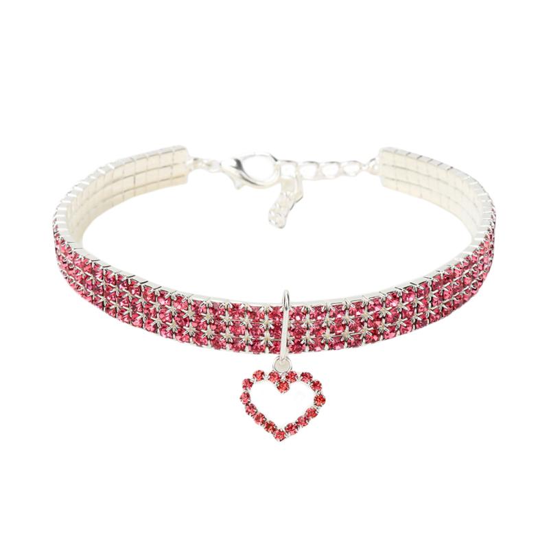 Cat Crystal Necklace Rhinestone Pendants Necklace Dog Collar for Cats Dogs Pet Collar S