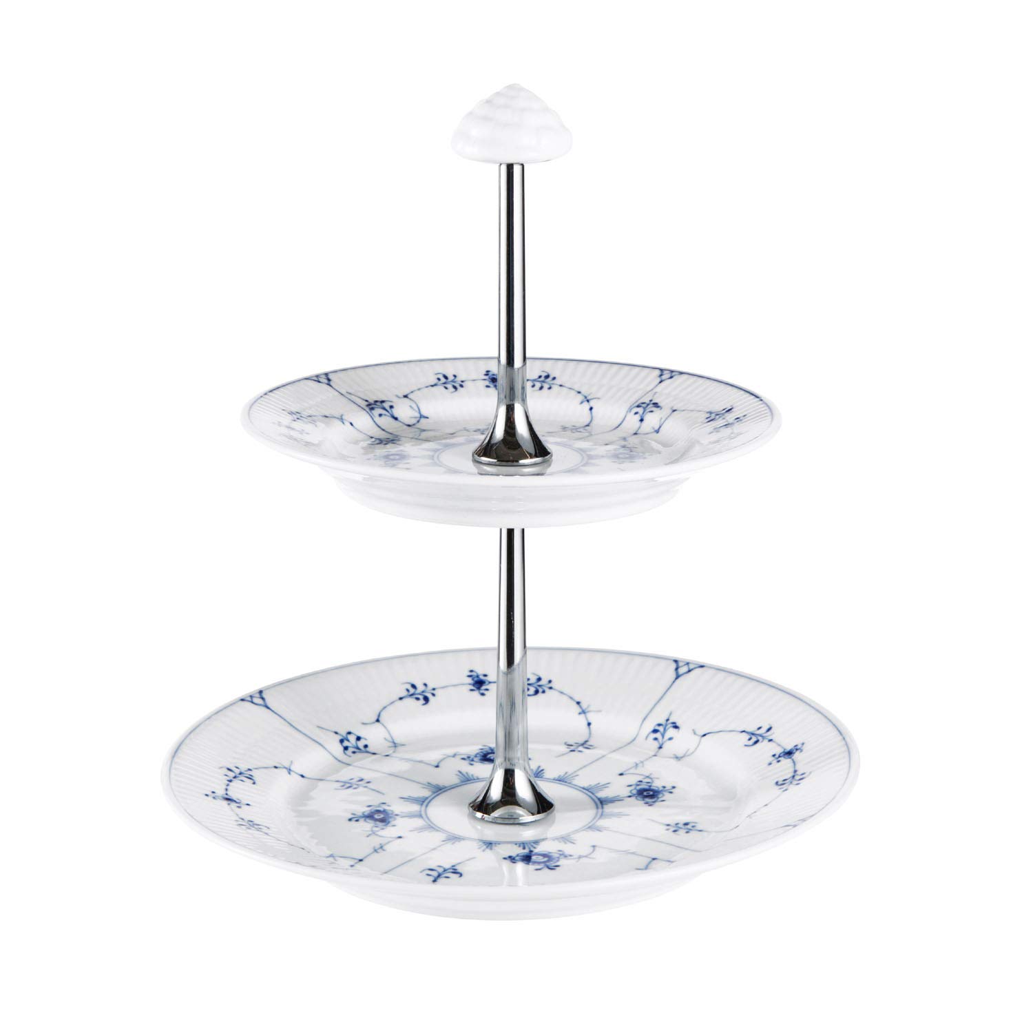 

[Officially Imported] Royal Copenhagen Blue Fluted Plain Two-Tier Dessert Stand 1016764