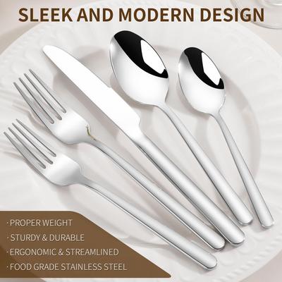 2026 Neuer Stil Edelstahl Besteckset: 5-teiliges Messer-, Gabel- und Löffelset für Hotel/Restaurant - Verdicktes Design für Steak und Dessert.