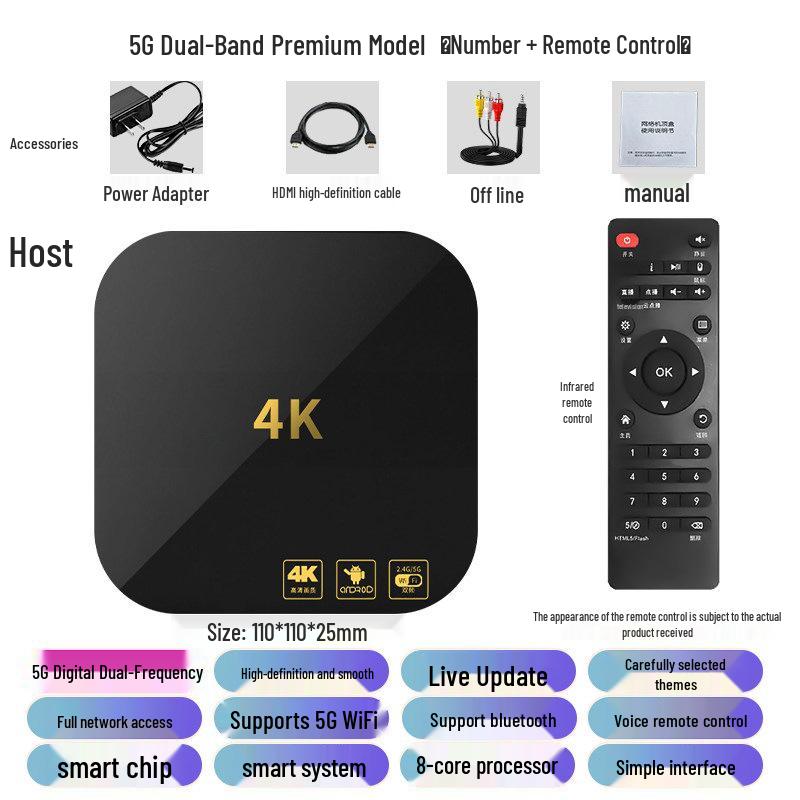 4K HD Smart Dual-Band 5G Set-Top Box with Universal Screen Mirroring