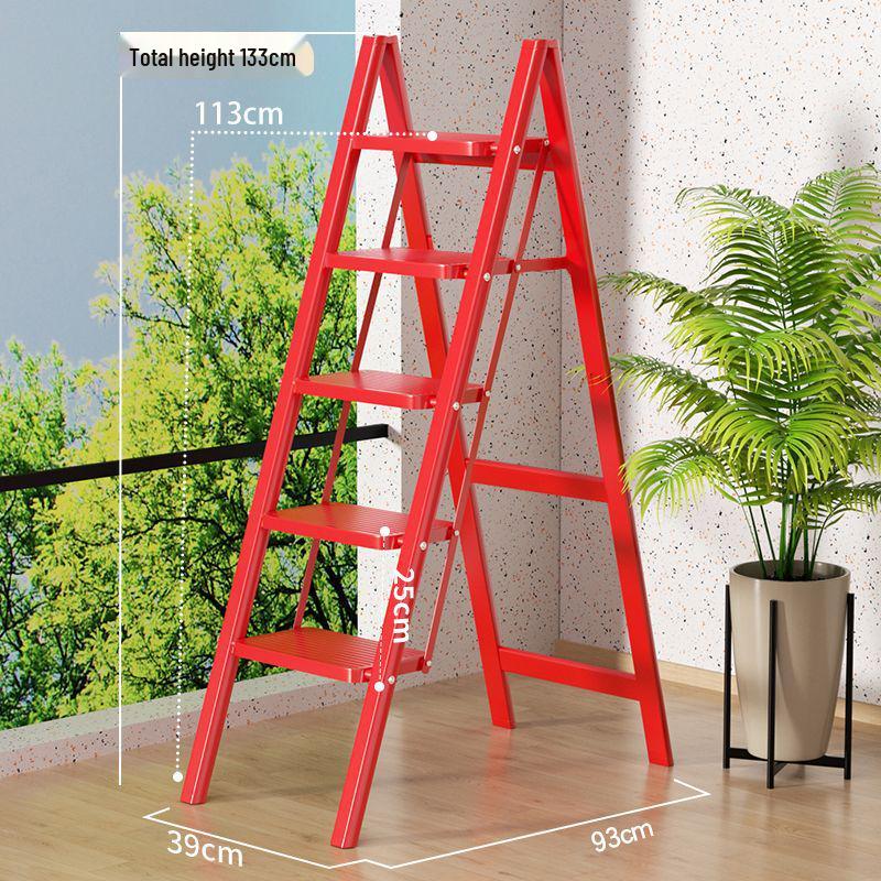 Housewarming Thickened A-Frame Folding Ladder with Enlarged Red Pedal for Safety