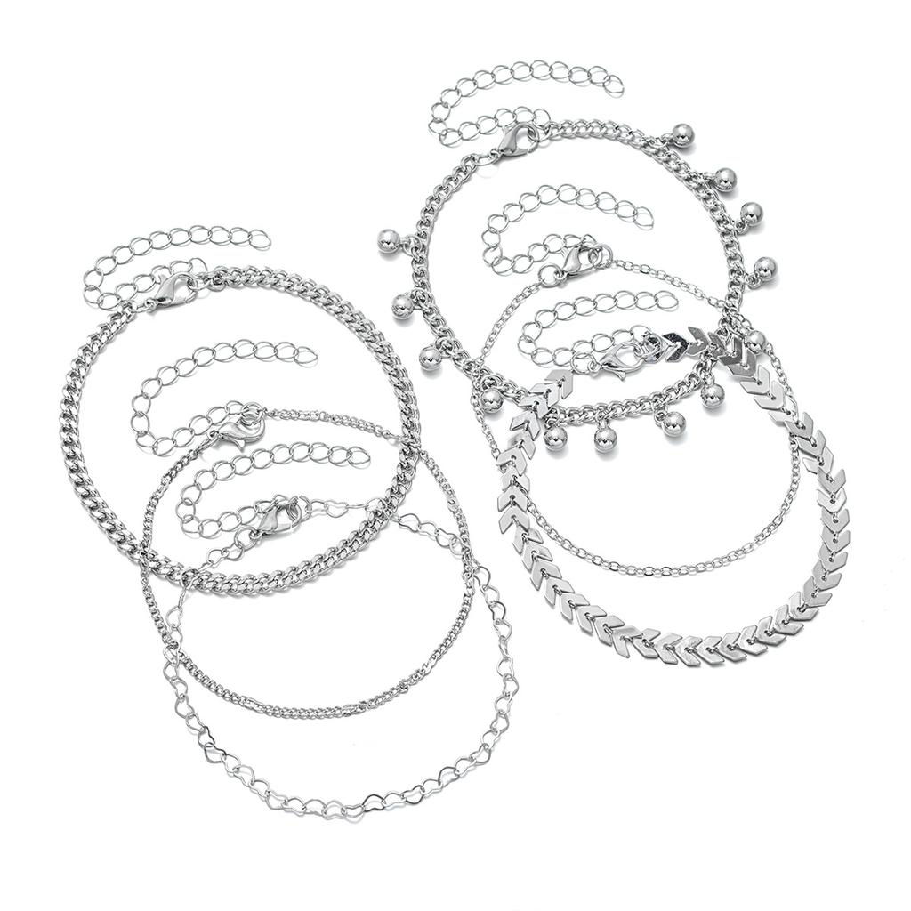 Women's Bohemian Style Multi-Layer Anklet Set, Niche Design Bell Tassel Anklets for Stackable Wear