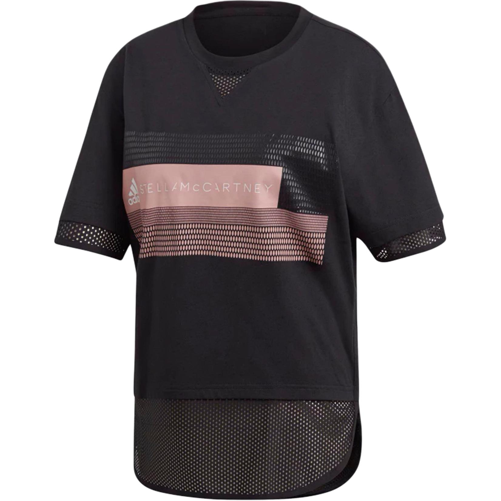 

Жіноча тренувальна футболка adidas by Stella McCartney з сітчастими вставками Чорно-рожева DT9226 XS