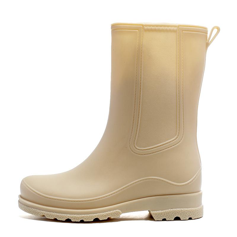 Water shoes Japanese fashion high heel medium tube high tube rain boots rain shoes thick sole warm non-slip waterproof rubber shoes
